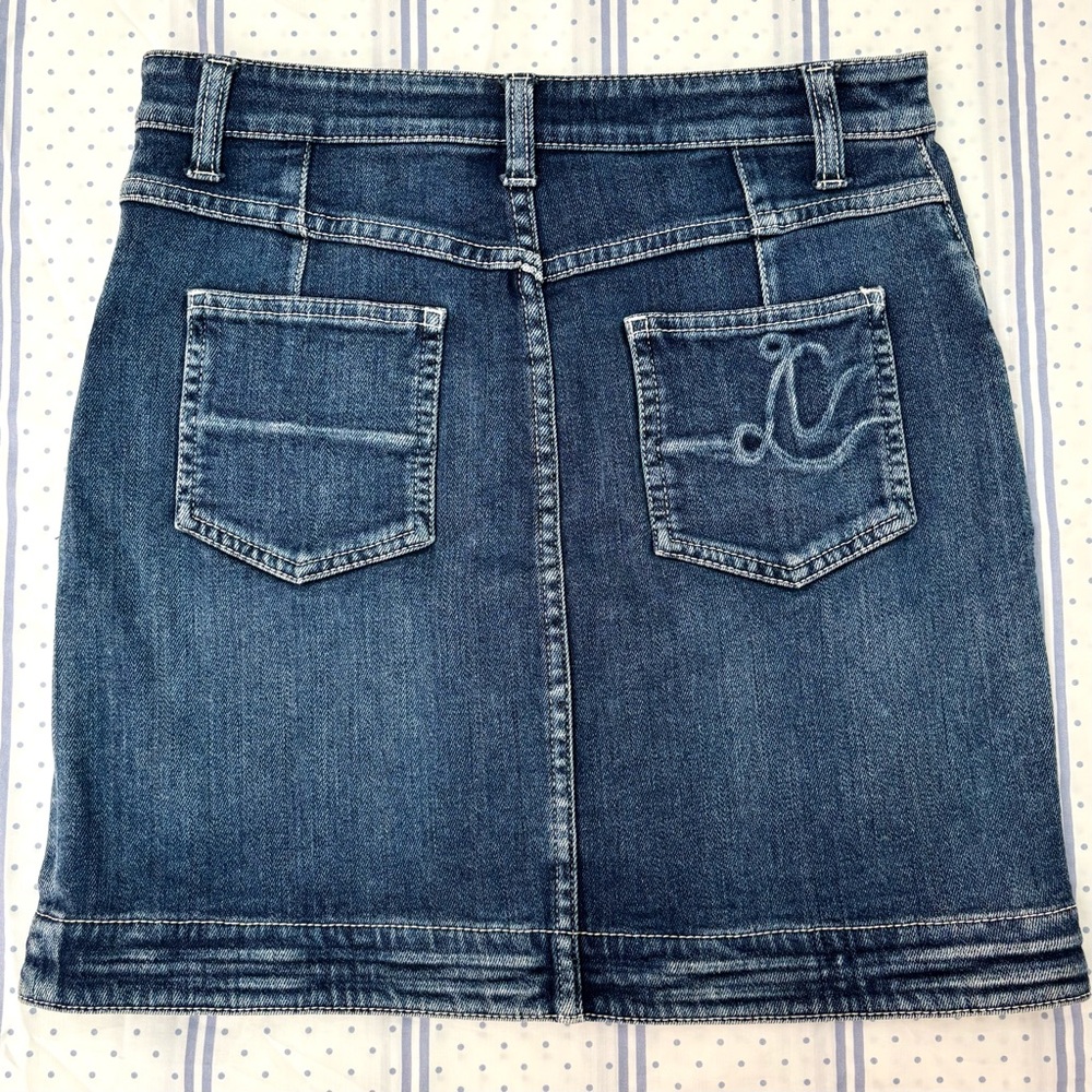Louis Vuitton Denim Mini Skirt Blue Size 34 Authentic LV Logo Stitch